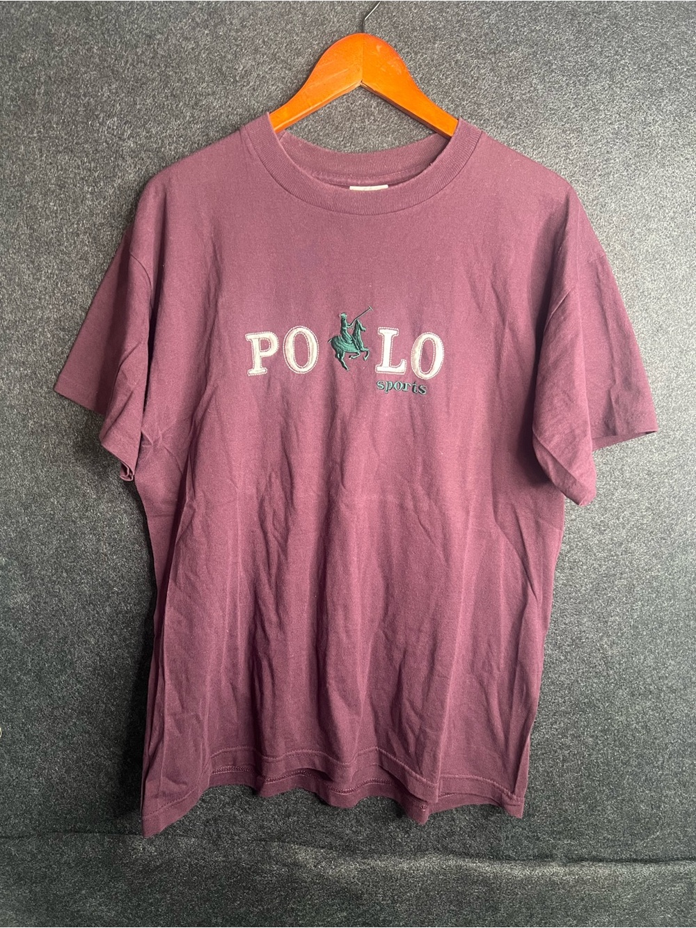 VTG 90s Polo Sports Bootleg Burgundy T-Shirt Mens L Made In USA Single Stitch